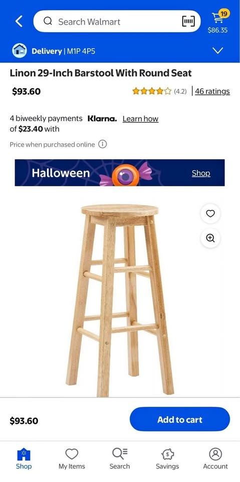Wooden Barstool Linon 29-Inch With Round Seat