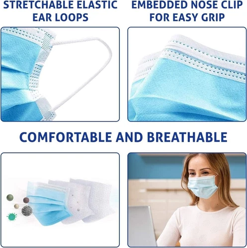 25 PCS Comfort Soft Blue Face Masks