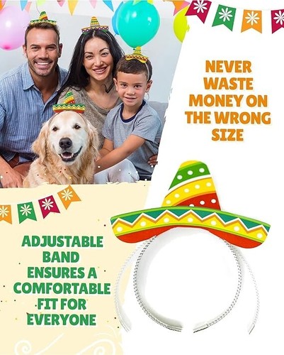 Sombrero Headband Hats, 9 Pack - Cinco De Mayo Party Supplies