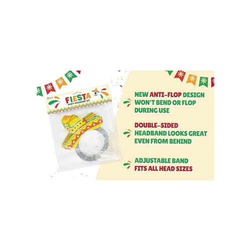 Sombrero Headband Hats, 9 Pack - Cinco De Mayo Party Supplies - photo 4