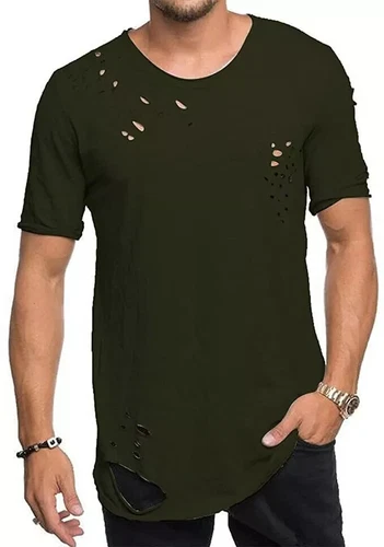 Men Novelty Ripped T Shirt Gym Workout Athletic Muscle Short Sle