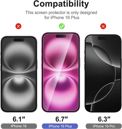 3 Pack iPhone 16 Plus Screen Protectors - photo 3