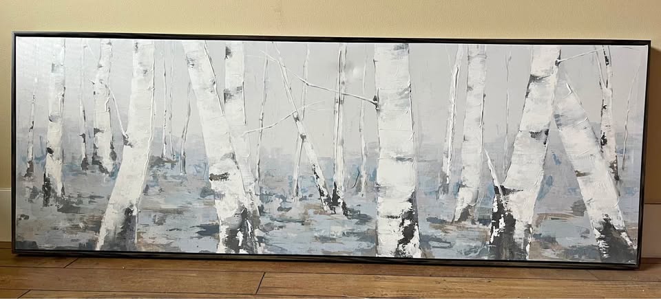 Painting of birch trees on canvas