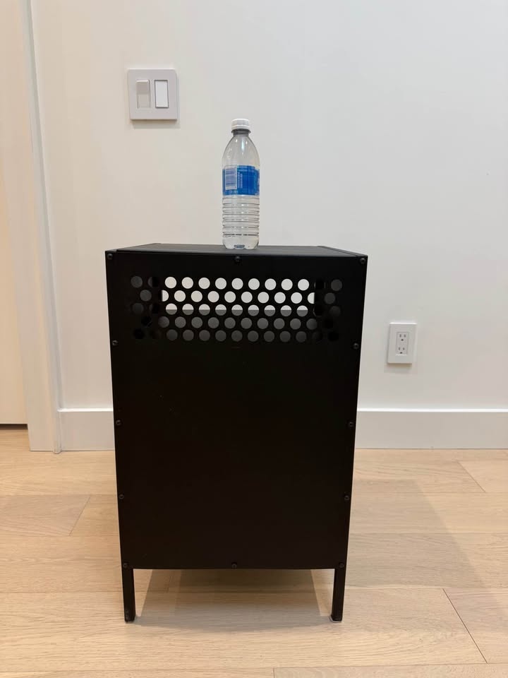 Black Metal Perforated Door Cabinet Nightstand - photo 3