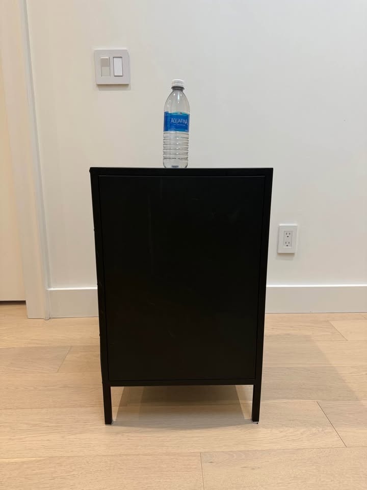Black Metal Perforated Door Cabinet Nightstand - photo 4