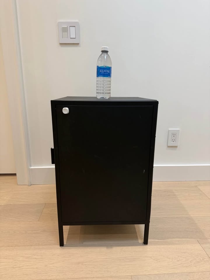Black Metal Perforated Door Cabinet Nightstand - photo 5