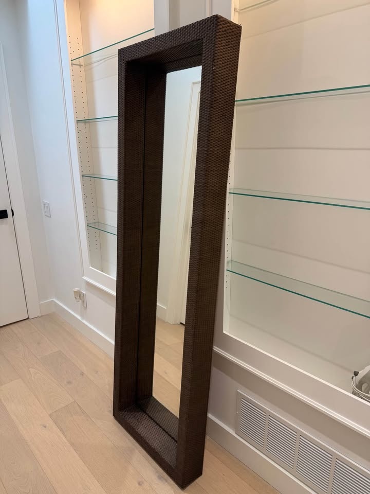 Full Length Mirror with Dark Brown Woven Frame - photo 2