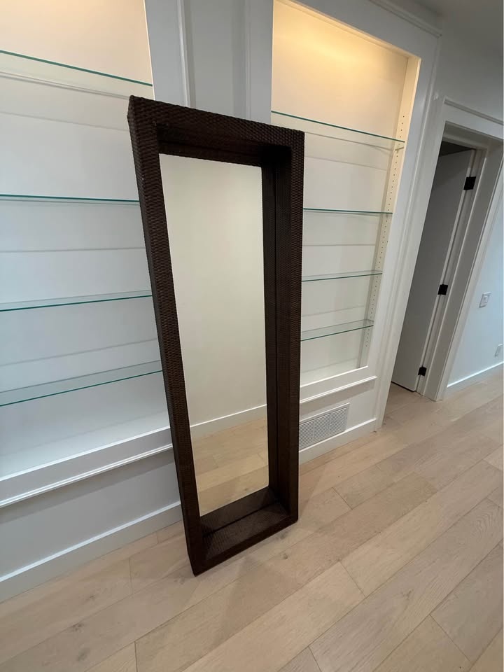 Full Length Mirror with Dark Brown Woven Frame - photo 3