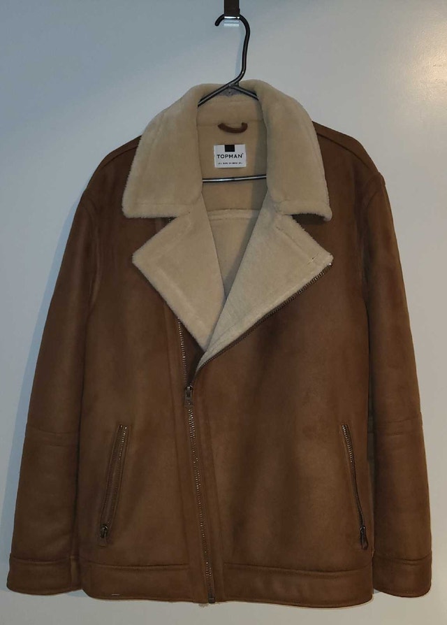 Topman Aviator Leather Jacket - Faux Suede/Shearling - photo 2