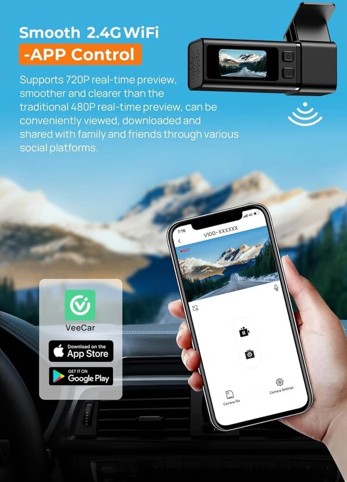 Dash Cam WiFi 2.5K V100Pro - E-YEEGER Front Dash Camera - photo 3