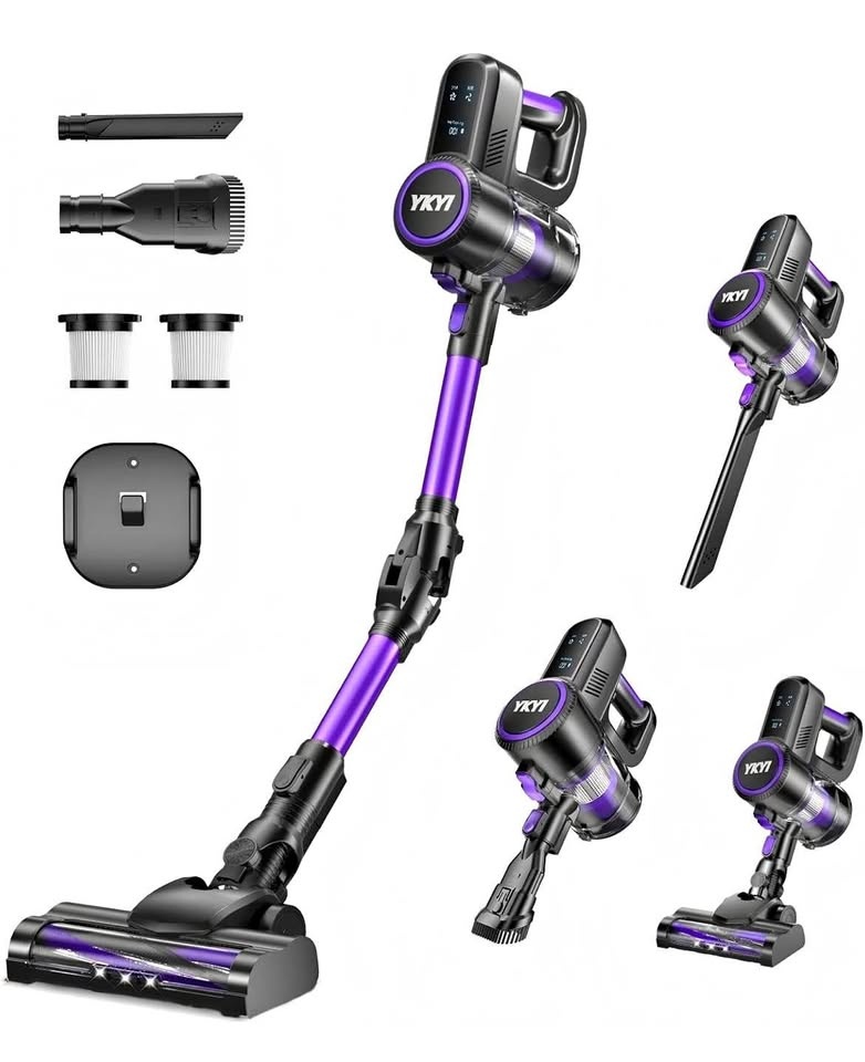 YKYI Cordless Vacuum Cleaner, 40KPa Suction, 50-Min Runtime