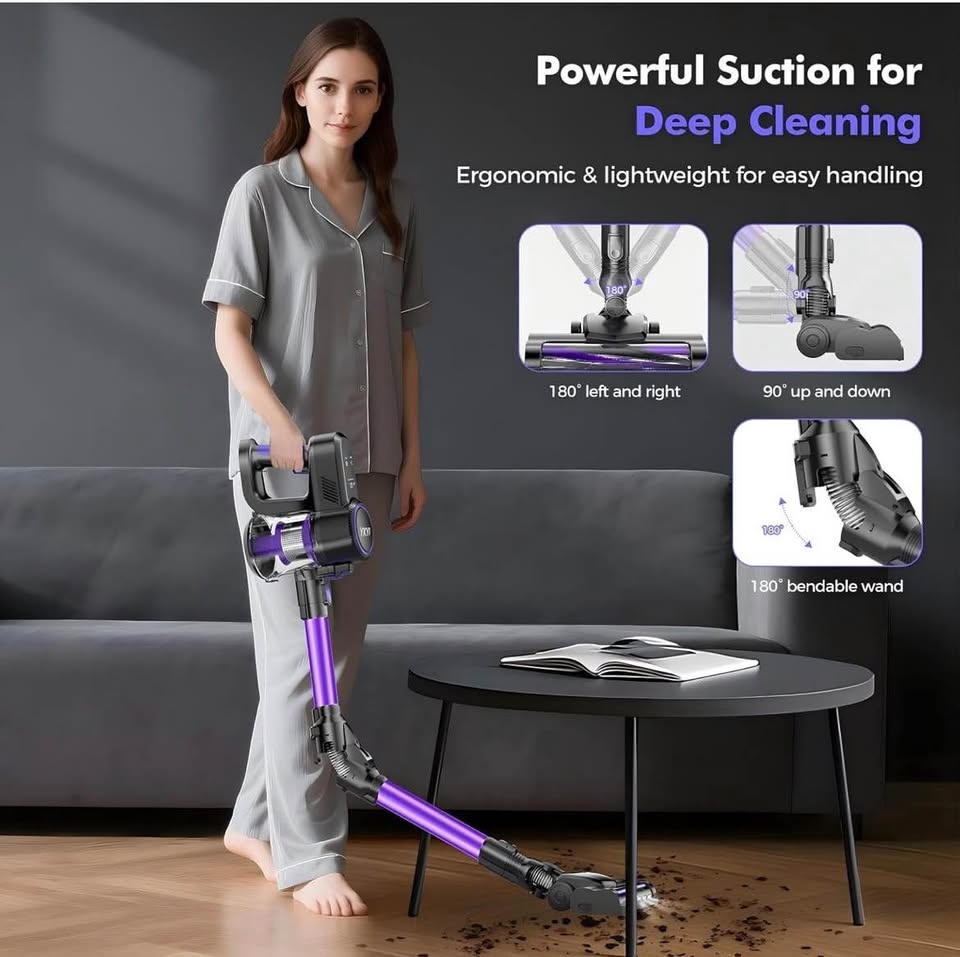 YKYI Cordless Vacuum Cleaner, 40KPa Suction, 50-Min Runtime - photo 2