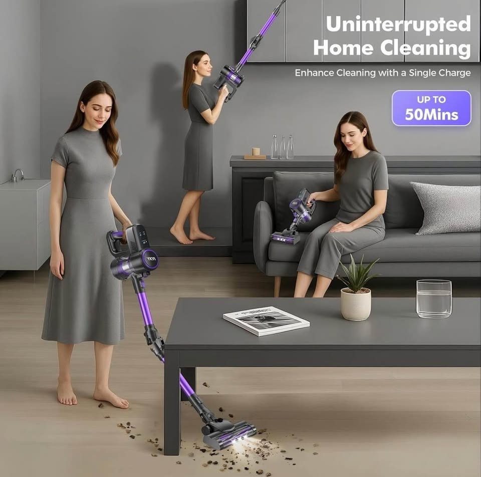 YKYI Cordless Vacuum Cleaner, 40KPa Suction, 50-Min Runtime - photo 3