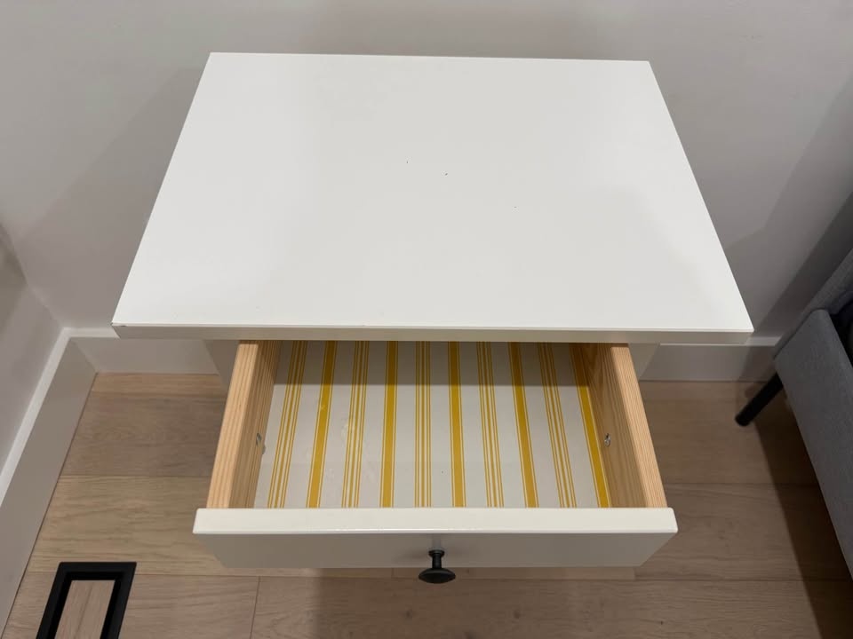 White Side Table w Drawer + Shelf - photo 2
