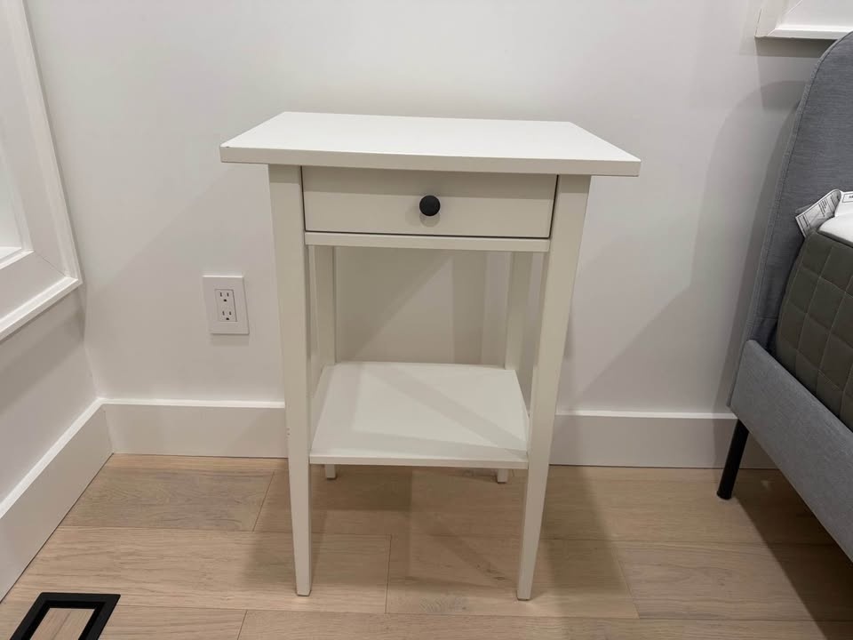 White Side Table w Drawer + Shelf - photo 5
