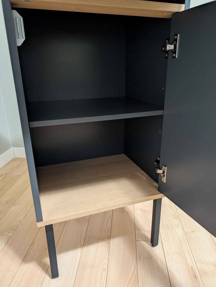 Modern Fluted Grey & Oak Accent Cabinet - photo 4