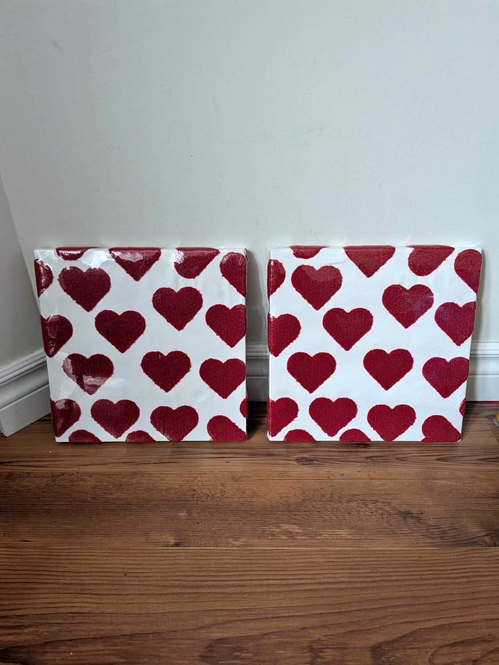 Brand new 2 pcs 3D tufted heart framed decor