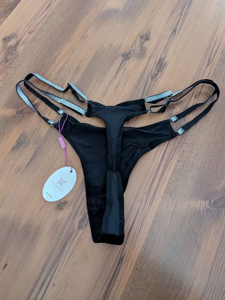 Brand new plus size black thong with sparkly straps - photo 5