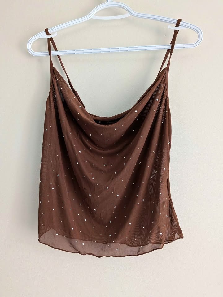 Brand new Y2K rhinestone studded cami party top