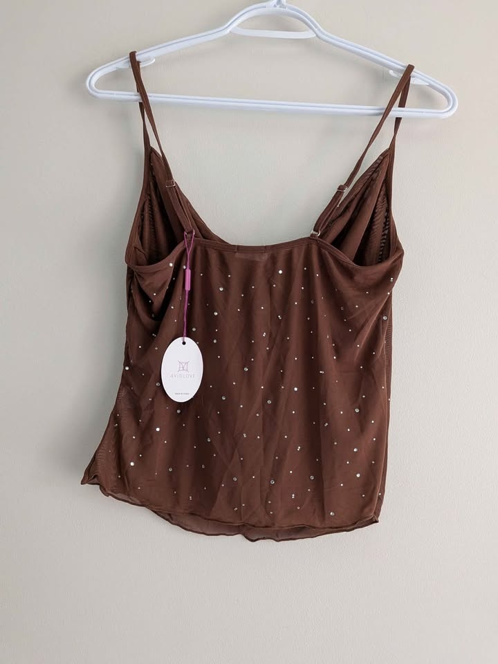 Brand new Y2K rhinestone studded cami party top - photo 4