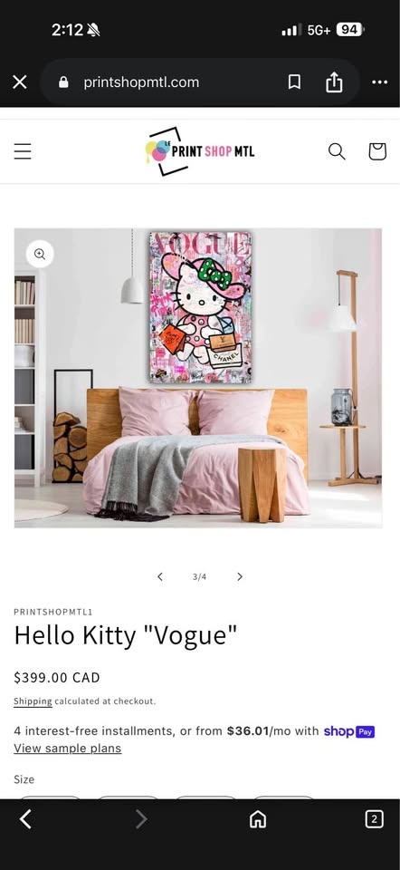 Hello Kitty 40x30 Canvas Painting