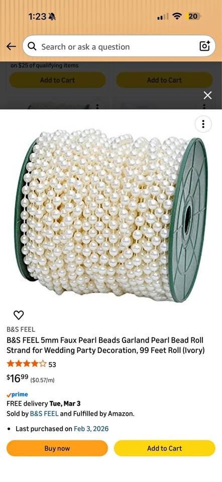 Faux pearl bead garland