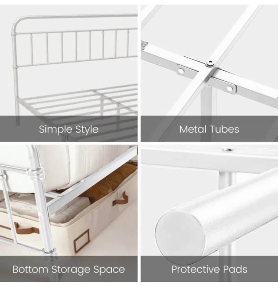 Queen White Farmhouse Metal Platform Bed - BRAND NEW - photo 2
