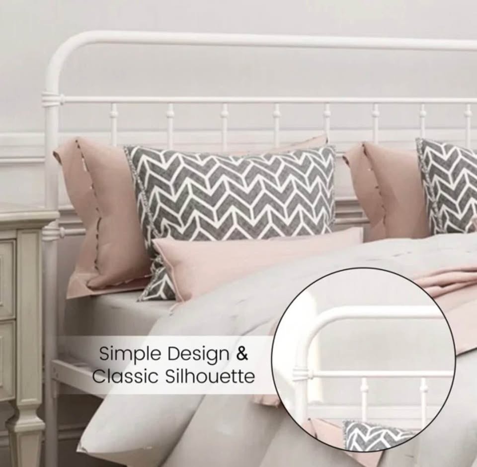 Queen White Farmhouse Metal Platform Bed - BRAND NEW - photo 4