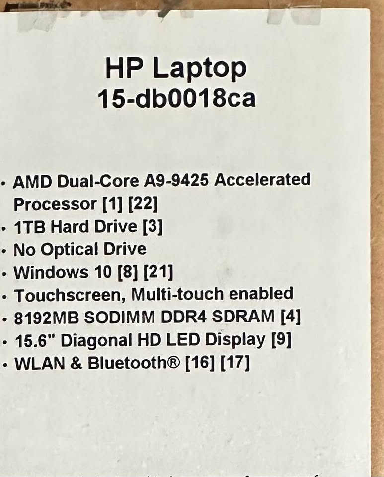 HP Laptop 15-db0018ca