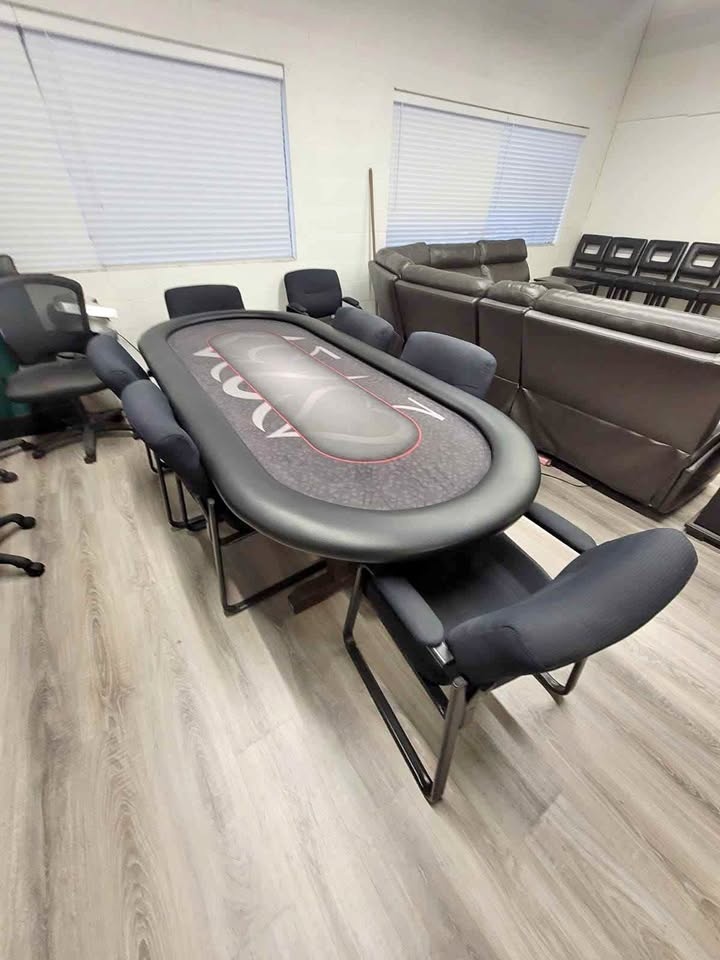 Poker table with chairs