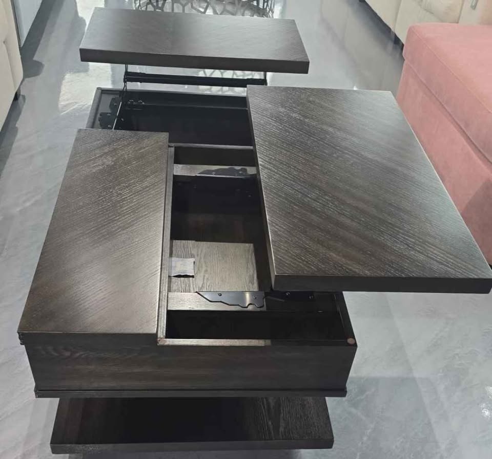 Solid Wood 2-Section LIFT-TOP Coffee Table - Black - photo 5