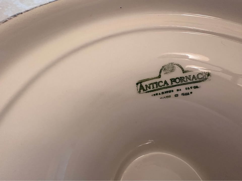 Antica Fornacia Italian Ceramic Rose Floral Pedestal Bowl - photo 3