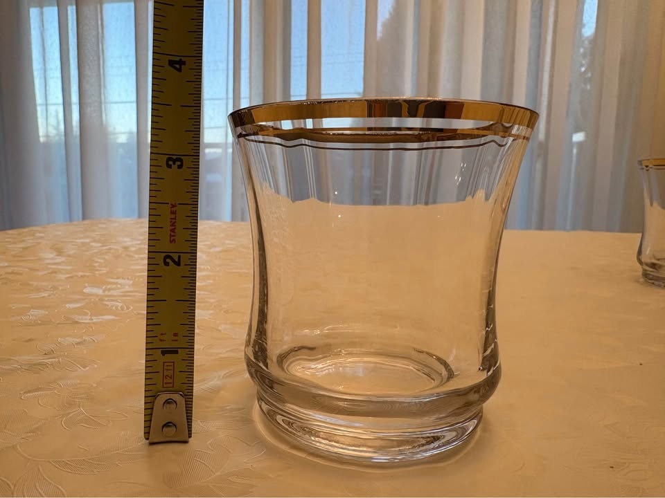 Set of 6 Gold Rim Glasses 3.5" Tall - photo 5