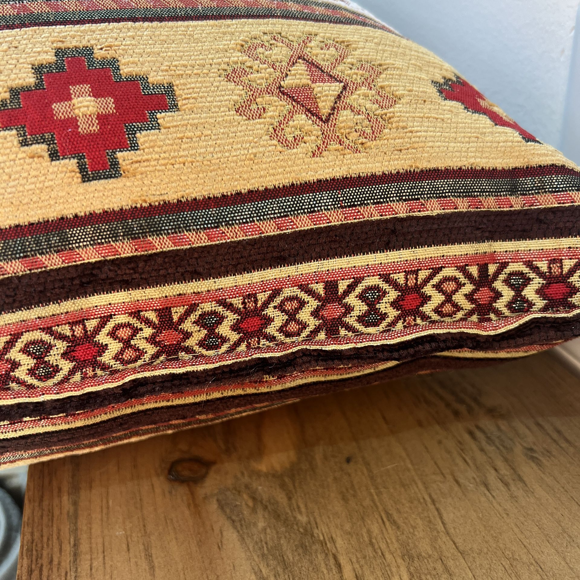 Chenille Kilim Pillow Cover: Boho Geometric Accent Gold Cushion - photo 3