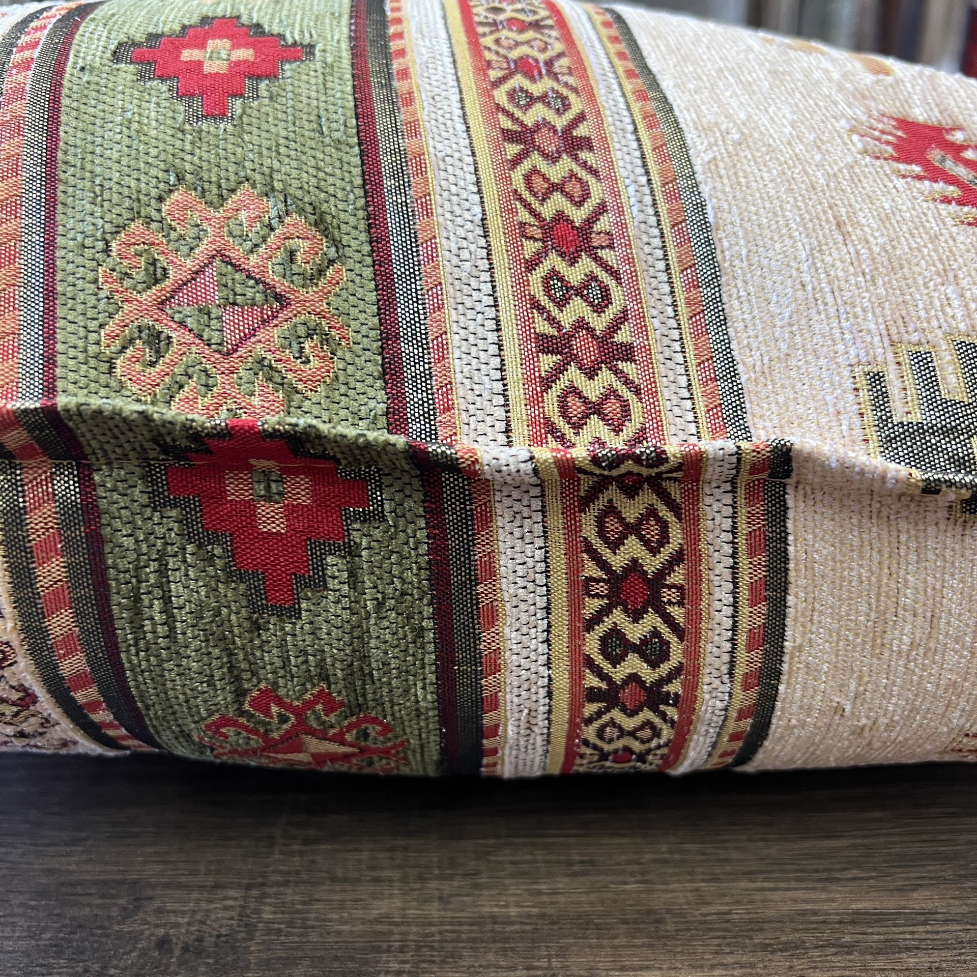Woven Kilim Pillow Cover: Green Southwestern Boho Cushion (18-20 - photo 2