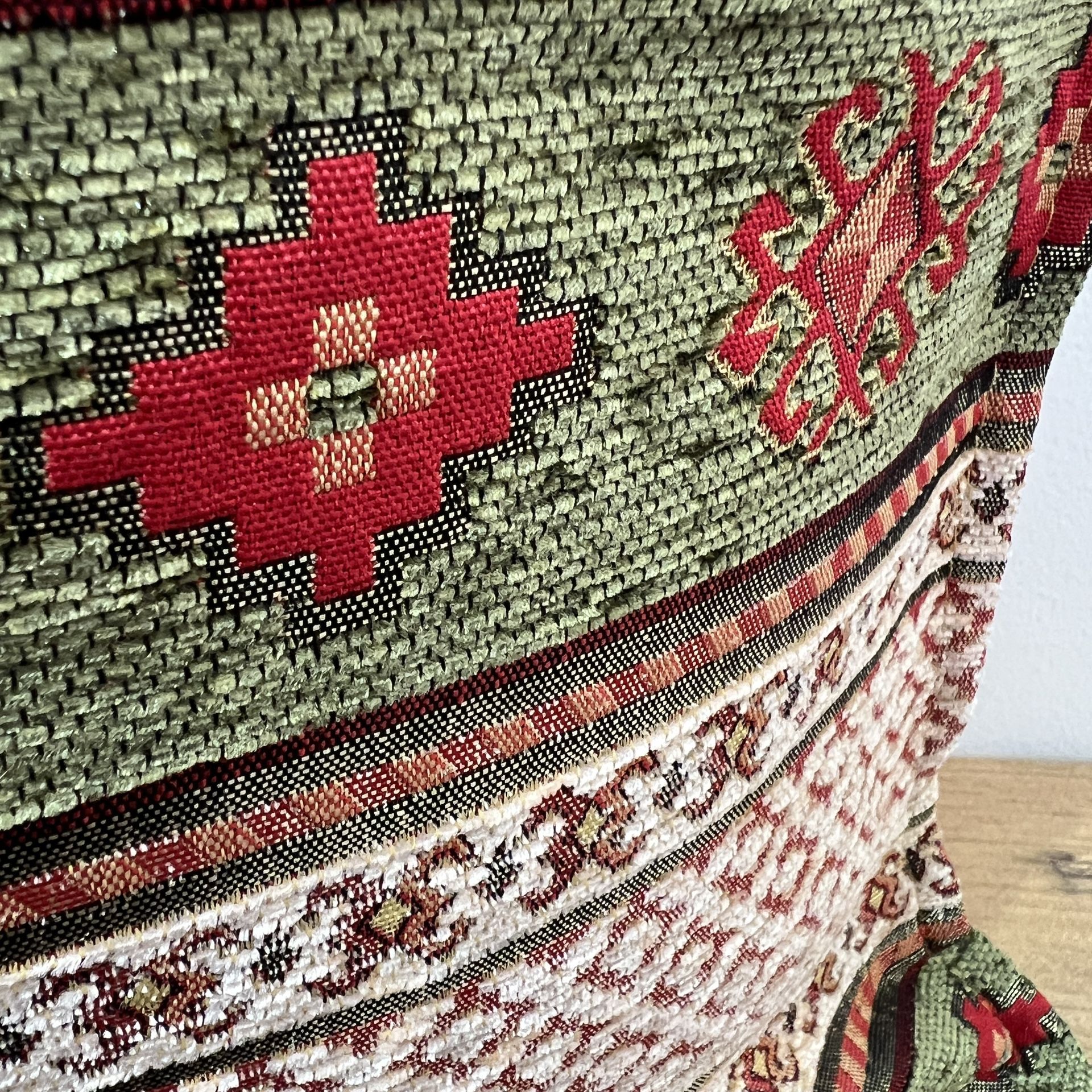 Woven Kilim Pillow Cover: Green Southwestern Boho Cushion (18-20 - photo 4