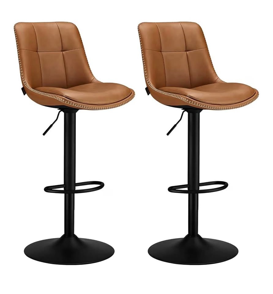 Tan Adjustable Swivel Bar Stools (Set of 4)