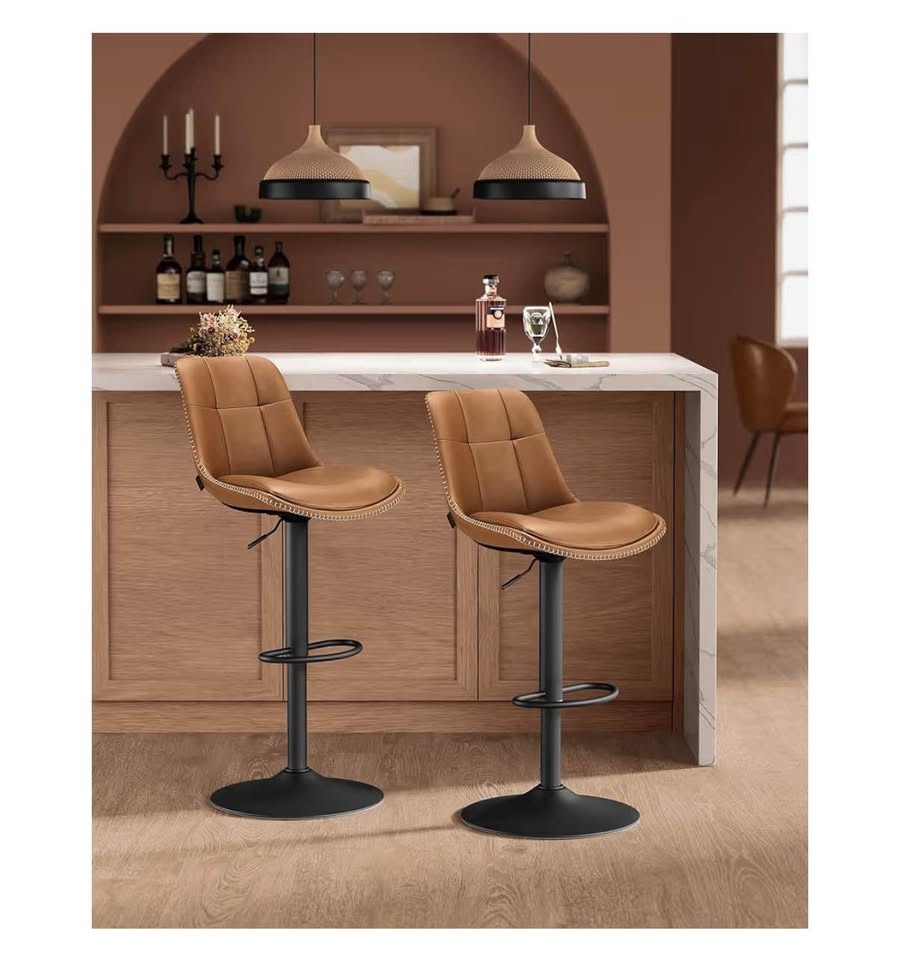 Tan Adjustable Swivel Bar Stools (Set of 4) - photo 2