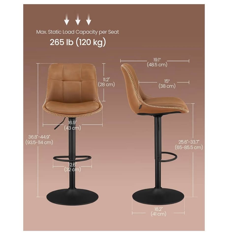 Tan Adjustable Swivel Bar Stools (Set of 4) - photo 3