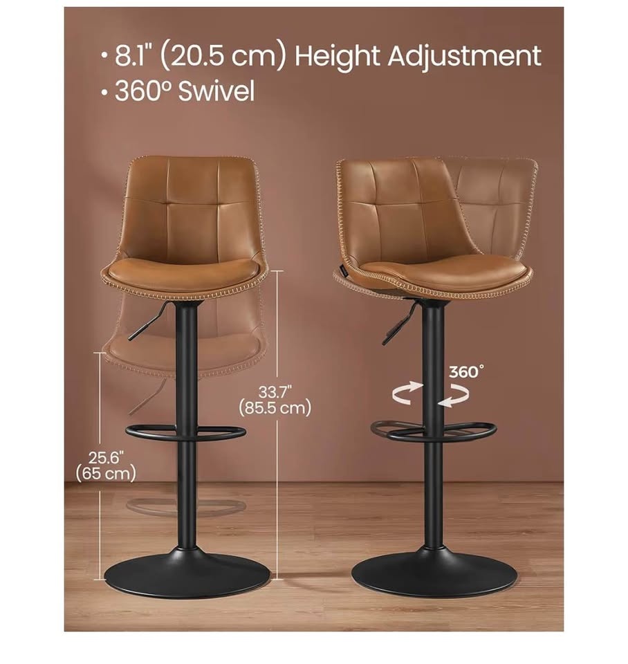 Tan Adjustable Swivel Bar Stools (Set of 4) - photo 4