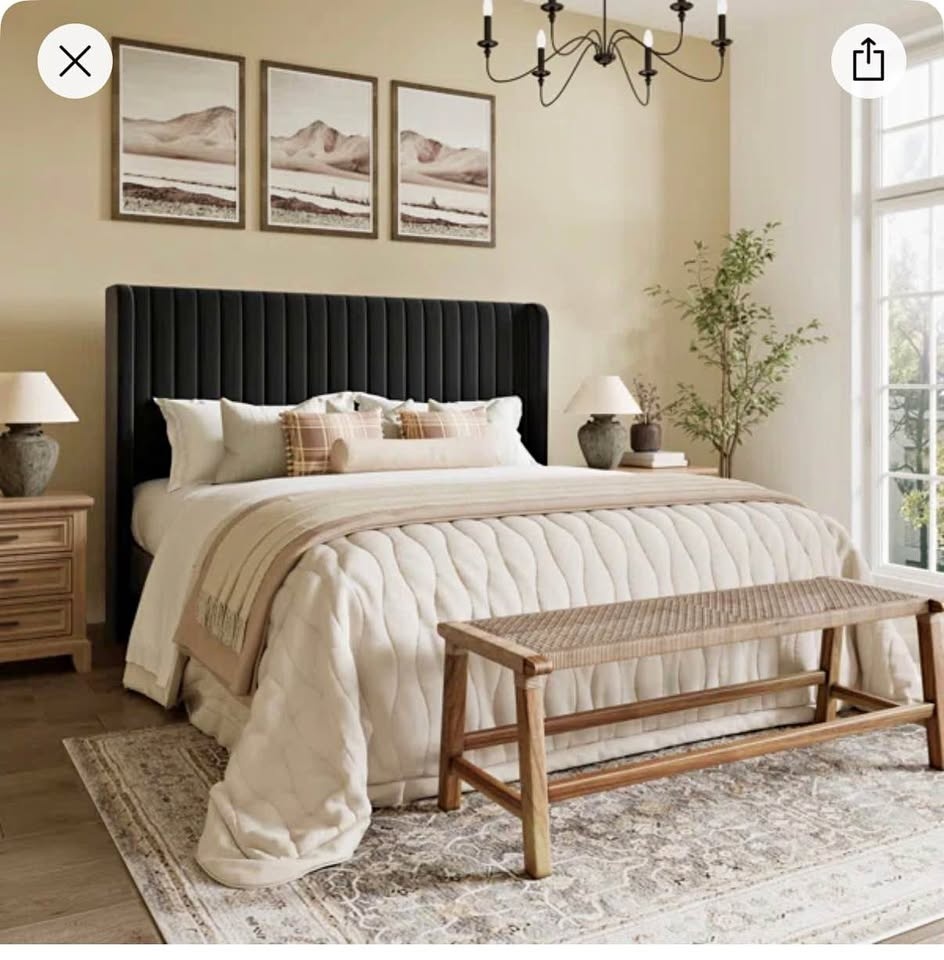 Black Upholstered Channel Tufted Bed Frame