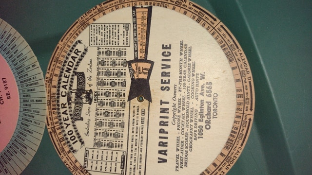 6 Vintage Information Wheels: Calendar, Travel, Phone, First Aid - photo 2