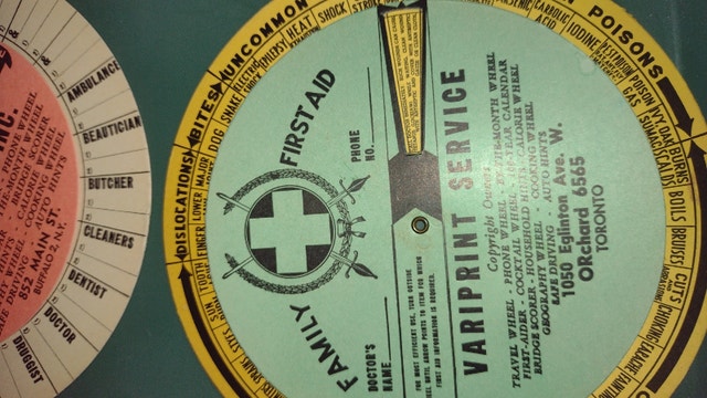 6 Vintage Information Wheels: Calendar, Travel, Phone, First Aid - photo 3