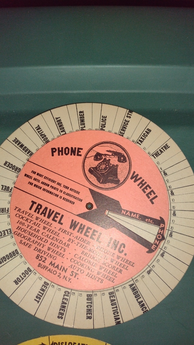 6 Vintage Information Wheels: Calendar, Travel, Phone, First Aid - photo 5