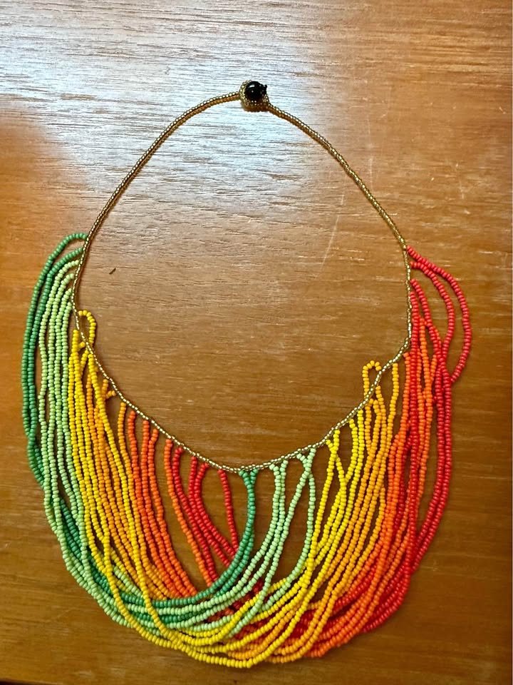 Multicolour Boho style beaded necklace