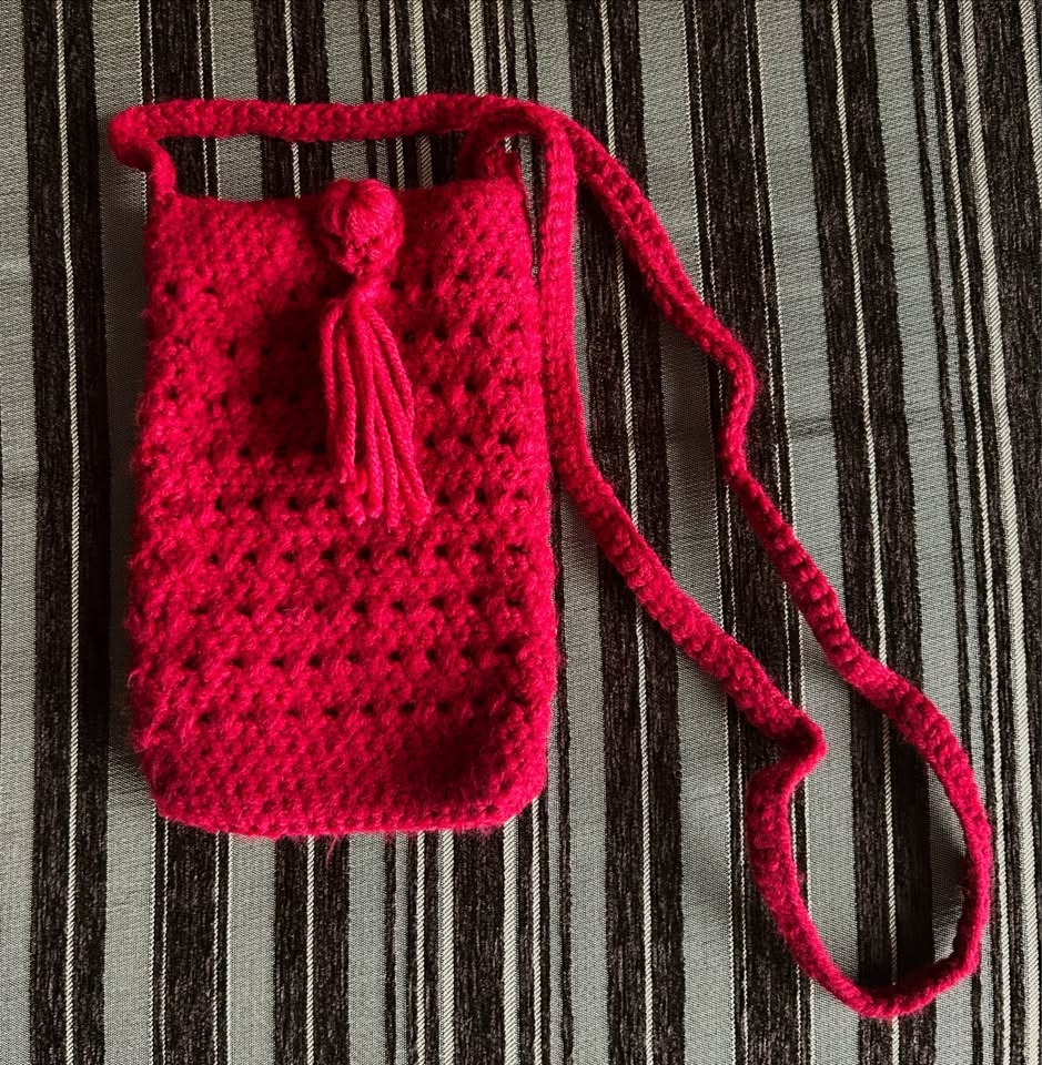Red Crochet Crossbody Bag Handmade