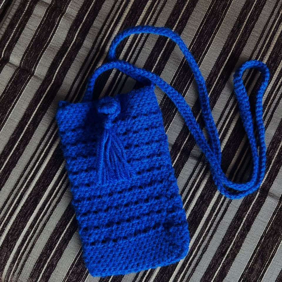 Handmade Blue Crochet Pouch Bag