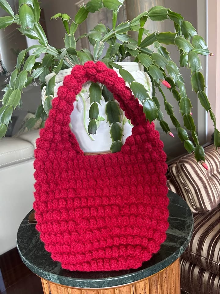 ❤️ Red Bubble Crochet Bag Handmade Red Bubble Bag – Timeless & S