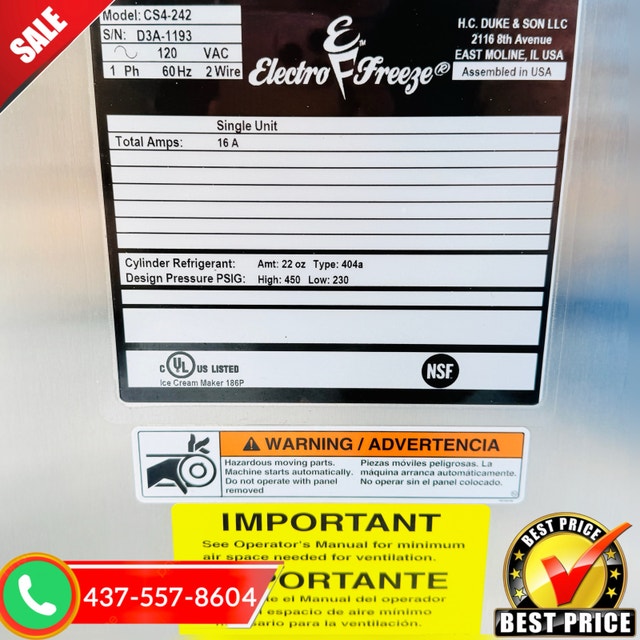 Electrofreeze Single Flavor Soft Serve Ice Cream Machine - photo 5