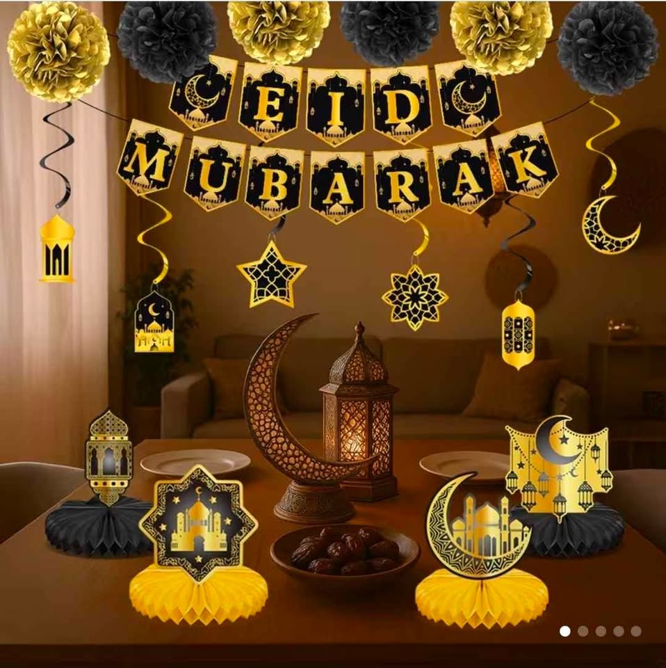 Eid Mubarak Celebration Decor Set – Black & Gold Party Pack - photo 4